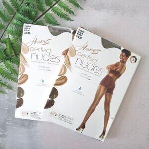 Hanes Perfect Nudes‎ Tummy Control Girl Short Hosiery Cocoa 2 Pair | S